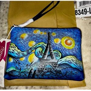 ANUSCHKA Anna Love In Paris Hand Painted Leather Eiffel Tower Wristlet Purse NWT
